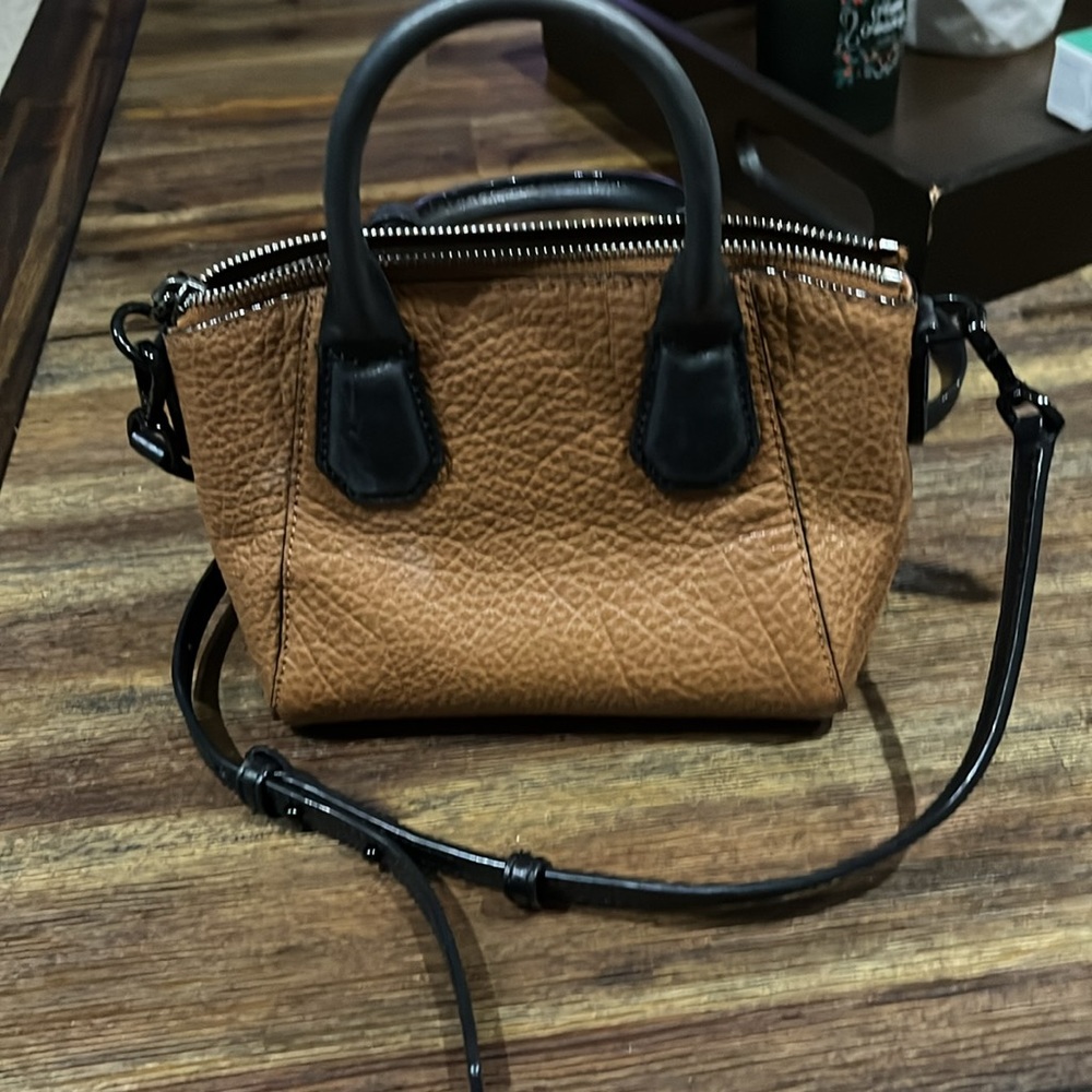 *Classic*MICHAEL KORS Leather Bag•Brown/Black trim•Zipper-Removable strap